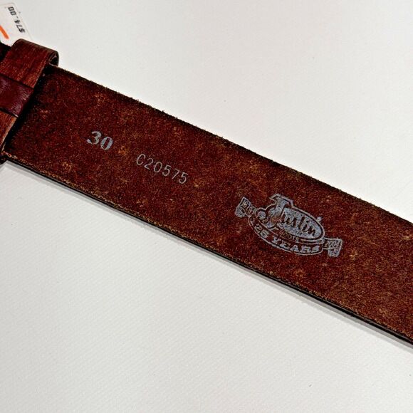 NWT $74 Justin Rough Diamond Studded Western Belt Brown Leather Women’s Size 30 - Picture 9 of 11